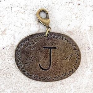 Boho “ J “ Bronze Oval Letter J Charm